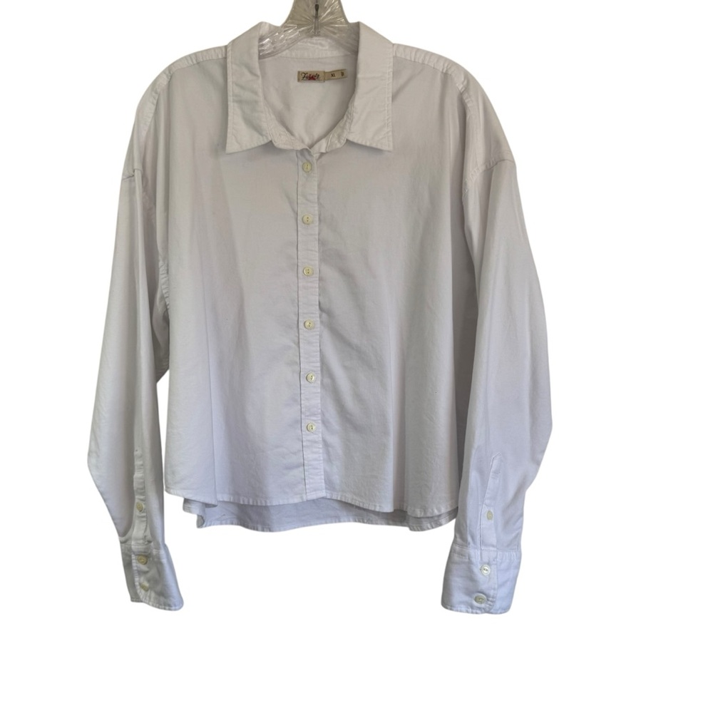 Faherty Women’s Stretch Oxford Button up Shirt In White Organic Cotton Size XL